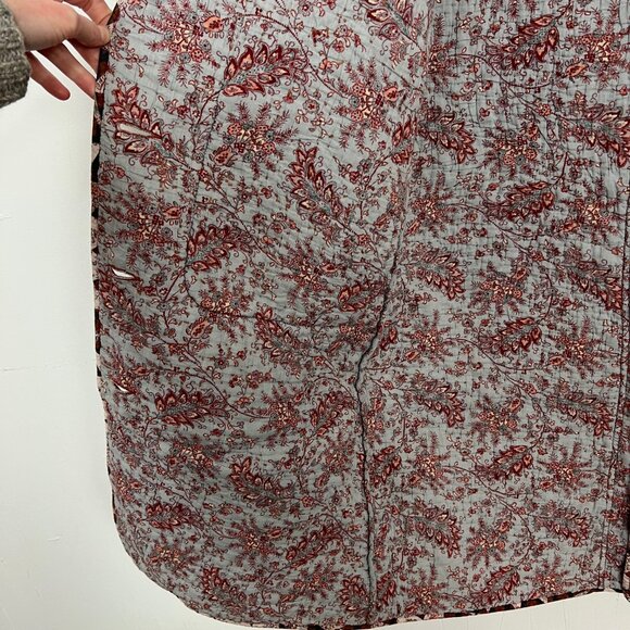 Ulla Johnson Long Quilted Coat Mirage Printed Cotton Medium Orange Floral Lined - Picture 14 of 16